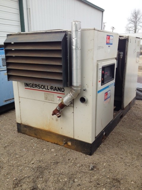 ***SOLD*** used Ingersoll Rand Compressor Model SSR-EP150. Rated 670 CFM, 125 PSI.  150 HP Drive motor and 7.5 HP fan motor. Air cooled. 460 Volt.